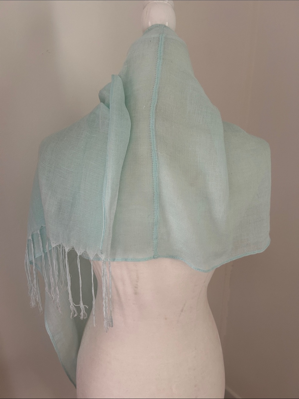 Light Mint Fringe Scarf - Women's Accessory - Picture 3 of 3